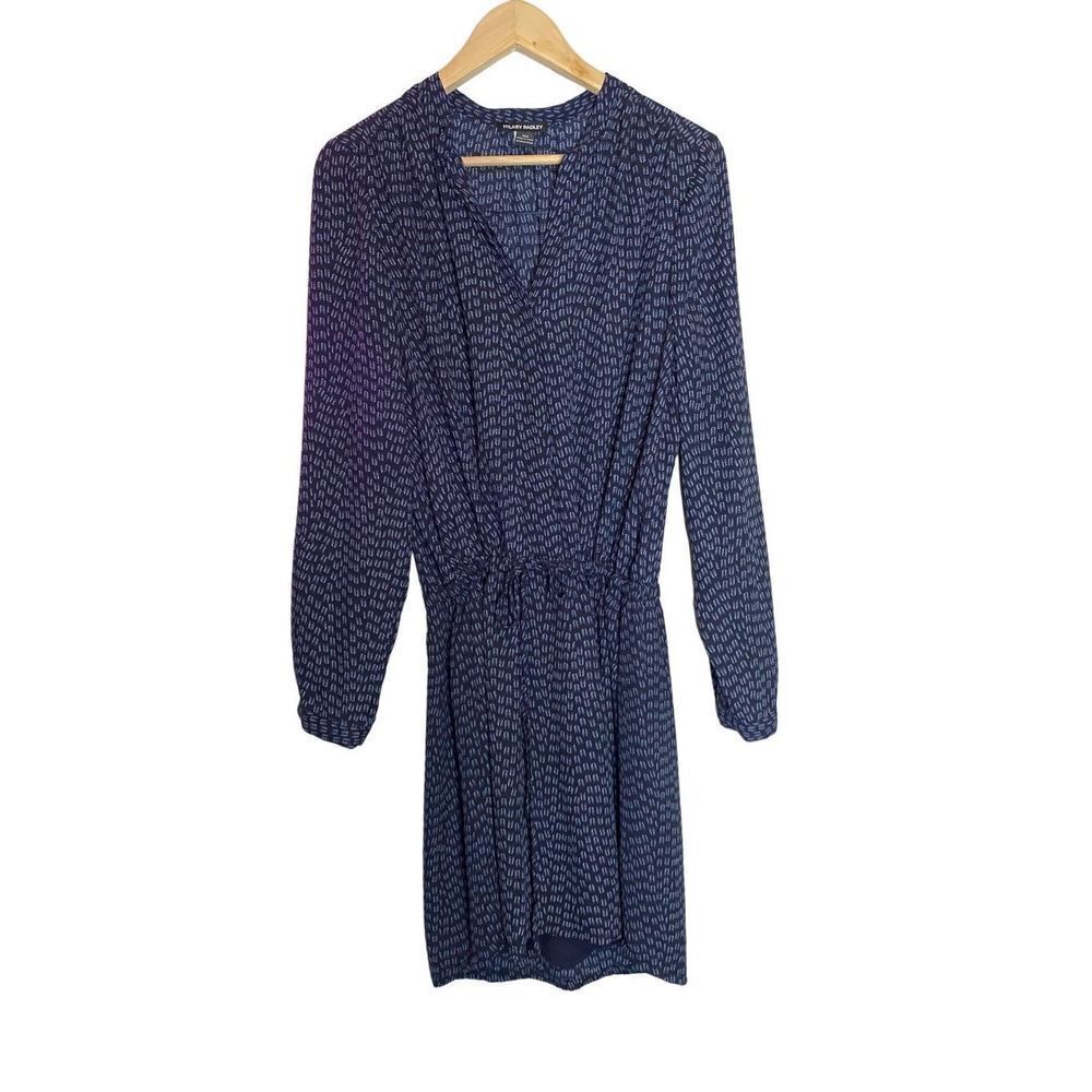 Hilary Radley Navy Blue Sheer Long Sleeve Dress